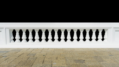 Classic railing with floor isolated on black backgroundの写真素材