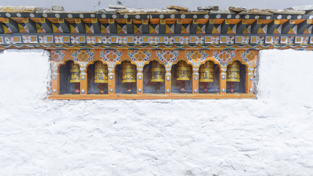 Religious prayer wheels in Bhutanの写真素材
