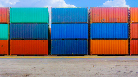 the colorful containers shipping on the street.
