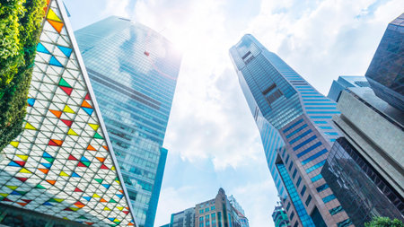 sky and exterior glass wall modern buildings