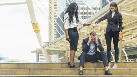 group women people business feel angry and point hand to business stressed manの写真素材