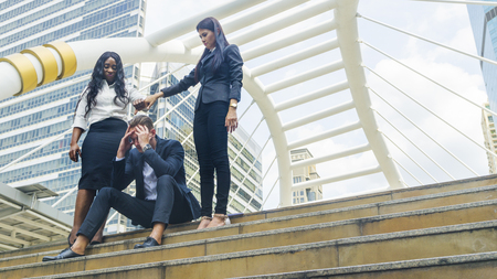 group women people business feel angry and point hand to business stressed manの写真素材