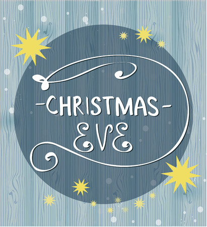 Vector Merry Christmas and Happy New Year card design.Christmas lettering.Template holiday.Perfect as invitation or announcement and wallpaper.Festive illustration in frame with snow and golden stars.のイラスト素材