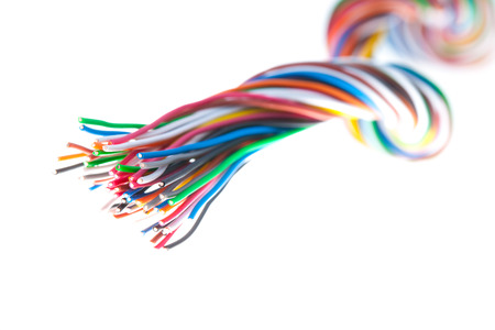 muti-color electronic wire on white の写真素材