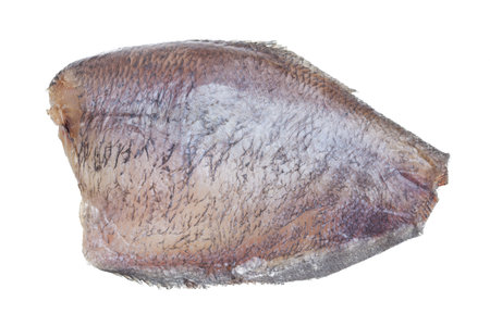 Sun dried fish isolated on white background without shadow, food preservation thai styleの写真素材