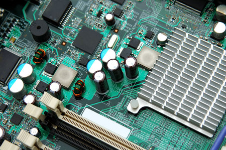 Part of motherboard with semiconductor components