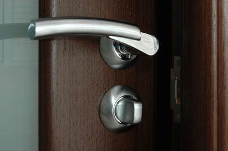 door with handle and matt glassの写真素材
