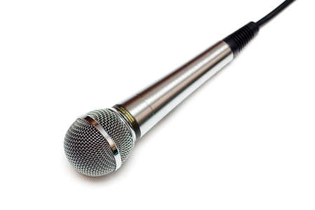 Photo of professional karaoke microphone. Isolated on white.の写真素材