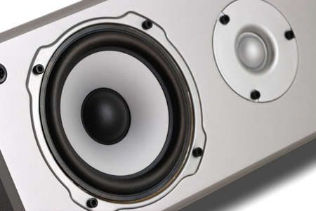 Home Theater 2-Way Speaker System, close-up photo.Focus on low side of woofer.の写真素材