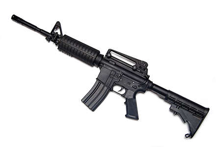 Modrn weapon. US Army M4A1 rifle. Object isolated on white backgound.の写真素材