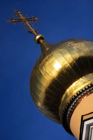 Dome of Christian ortodoxal temple. Patriarch podvor'e is in Peredelkinî. Temple of Spaso-Preobrazhenia in Patriarch podvor'e. Peredelkinî.の写真素材