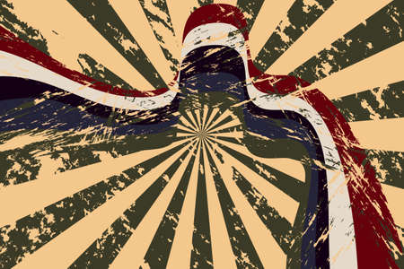 Grunge sunburst and lines illustration. 70-th year disco style background.のイラスト素材