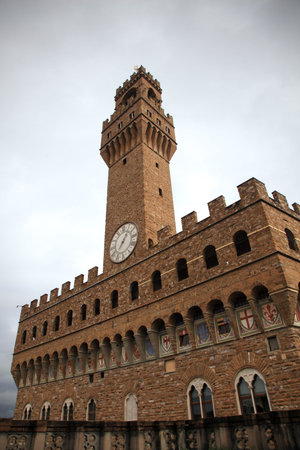 Palazzo Vacchio, view from the Uffizi Gallery. Florence, Italy.