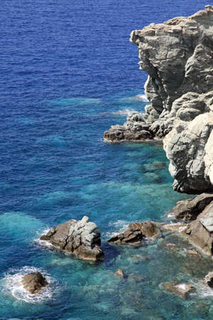 Rocky coastline of Crete Island near Agia Pelagia. Greece.の写真素材