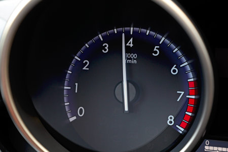 Modern automobile tachometer close-up 