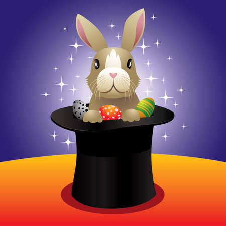 Vector illustration of a magic bunny in a high hat.のイラスト素材