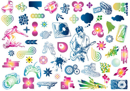 Leisure design doodles: Value pack of many design elements. のイラスト素材