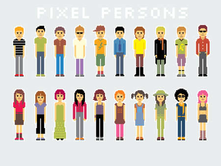 Pack of many pixel people. More illustrations in my portfolio.のイラスト素材