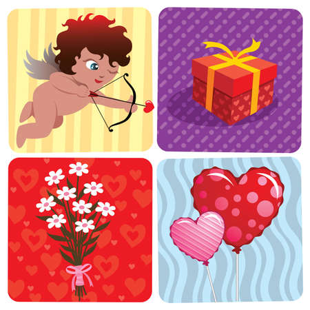 Vector illustration of various Valentine's Day elements.のイラスト素材