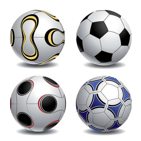 Realistic illustration of 4 soccer/football balls. More soccer illustrations in my portfolio.のイラスト素材