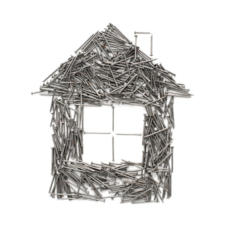 House of nails isolated on whiteの写真素材
