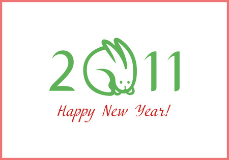 Christmas card with a rabbitのイラスト素材