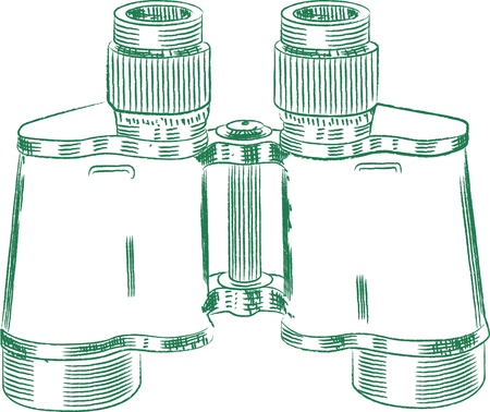 Vintage Russian Soviet Red army binocular. Technical drawing. Vector imageのイラスト素材