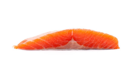 Fresh salmon steak over white background