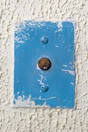 circular antique elevator call buttonの写真素材