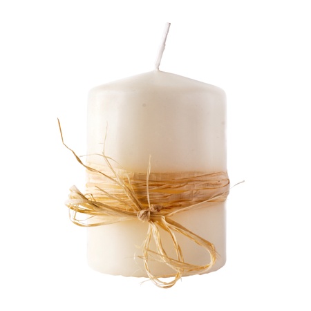 White candle isolated on white background の写真素材