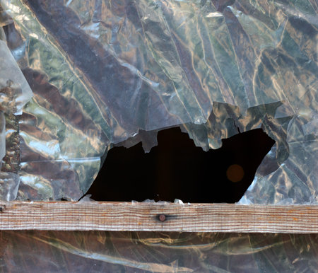 black hole in the polyethylene timber-framed