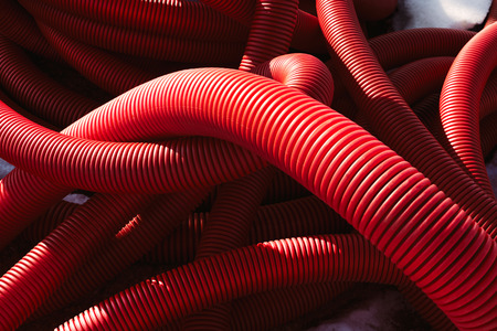 red corrugated pipes BACKGROUNDの写真素材