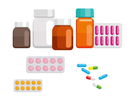 vector image of different medicines on white backgroundのイラスト素材