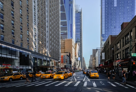 Taxi in the streets of New Yorkのeditorial素材