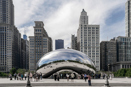 Chicago, USA - October 15, 2015: People wonder monument Bean in Millennium Park in Chicago, Illinois, USAのeditorial素材