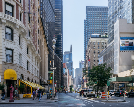 New York, USA - September 20, 2015: Cars ride on the street of New York.のeditorial素材