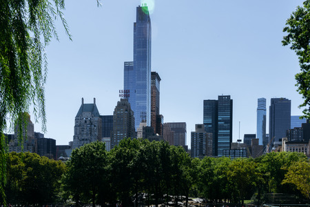 New York, USA - September 20, 2015: View from the park on the skyscrapers of New York City.のeditorial素材