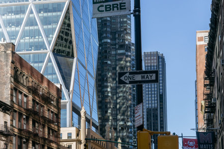 New York, USA - September 20, 2015: Hearst Tower and Central Park Place  skyscrapers in New York.