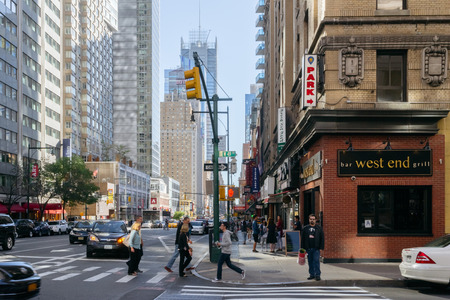 New York, USA - September 20, 2015: People and cars on the street of New York.のeditorial素材