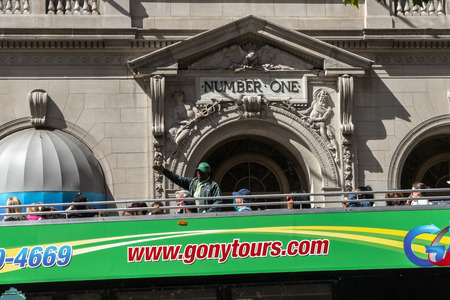 New York, USA - September 21, 2015: Broadway is an office building loceted on Broadway, knows as "United States Lines-Panama Lines Building", in New York.のeditorial素材