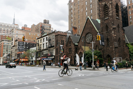 New York, USA - September 22, 2015:  Limelight Marketplace and Famous Grimaldi's Pizzeria on Manhattan in New York. In the past, the Episcopal Church of the Holy Communion.のeditorial素材