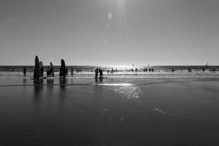 Los Angeles, USA - September 27, 2015: People are walking on Venice beach, California.のeditorial素材