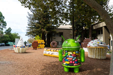 Mountain view, California, USA - September 29, 2015: Android replica in Google campus.のeditorial素材