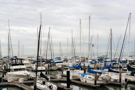 San Francisco, USA - October 1, 2015: Sailing boats at Fisherman's Wharf, Pier 39のeditorial素材