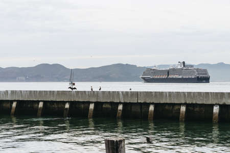 San Francisco, USA - October 1, 2015: Holland America Line moves near Pier 39 in San Francisco.のeditorial素材
