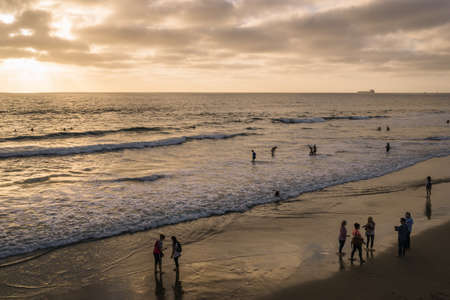 Photo for Los Angeles, USA - October 4, 2015: People on the Manhattan beach, California. - Royalty Free Image