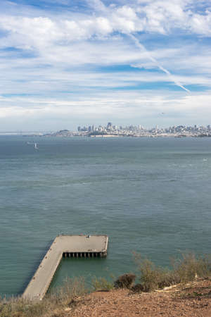 San Francisco, USA - September 30, 2015: View from the observation deck at the downtown of San Francisco near Golden Gate bridge.のeditorial素材