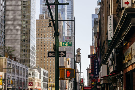 New York, USA - September 20, 2015: One way sign in New York City.