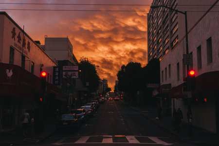 San Francisco, USA - October 1, 2015: View of a typical road of San Francisco.のeditorial素材