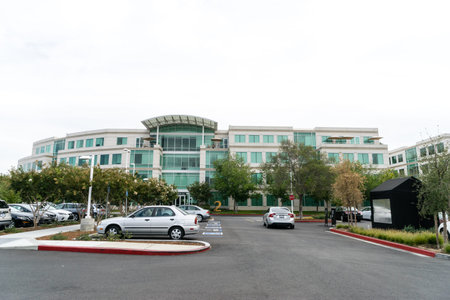 Cupertino, California, USA - September 29, 2015: Apple headquarters at Infinite loop in Cupertino.のeditorial素材